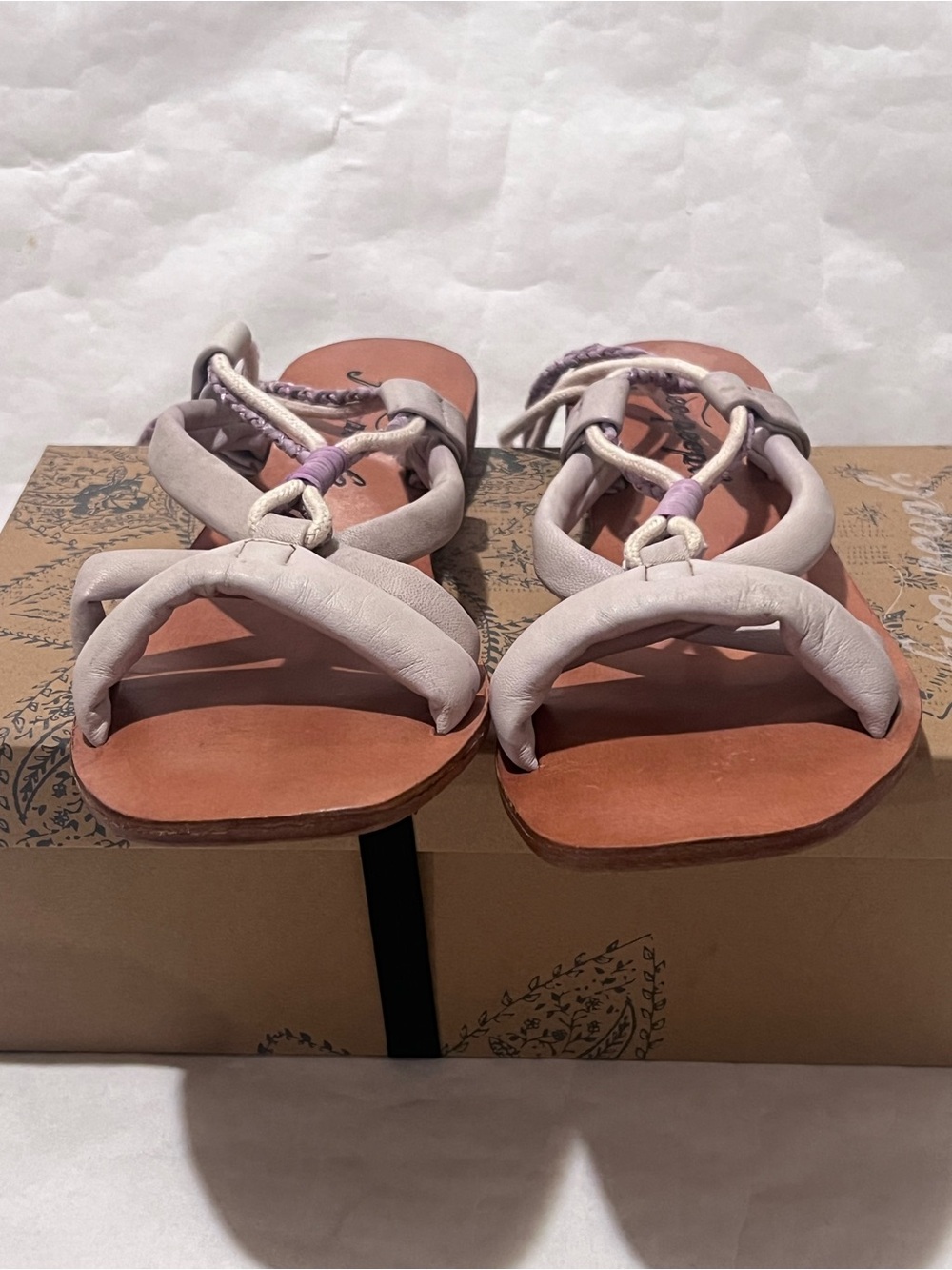 NEW Free People Linden Leather Wrap Sandal in Bone Size 41 - Picture 6 of 10